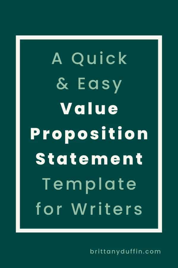 A Quick & Easy Value Statement Template for Writers - Pinterest image