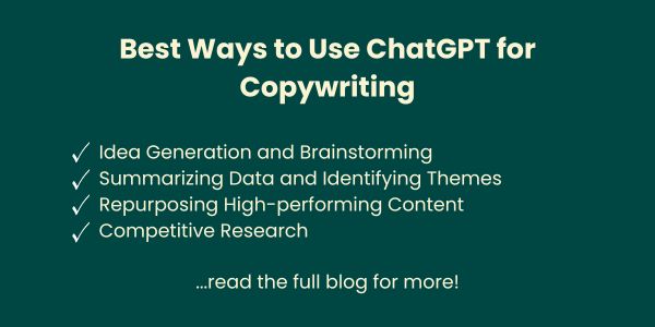 A list of four ideas on how to use chatGPT for copywriting